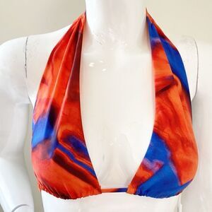 Public Desire Abstract Print Blue & Orange Halter Bikini Top Dolls Kill ASOS